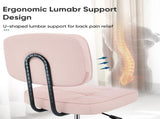 Armless Office Chair Adjustable PU Leather Desk Chair with Wheels Padded Low-Back Swivel Vanity 93304772
