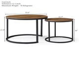 Set of 2 Coffee Table Nesting Side Round End Table Top Sturdy Metal Frame Desk Centerpiece Living W1117P209519