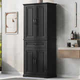 Bathroom Storage Cabinet with Doors and Drawer, Multiple Storage Space, Adjustable Shelf, Black WF308204AAB