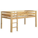 Twin Wood Loft Bed Low Loft Beds with Ladder,Twin,Walnut WF286816AAD