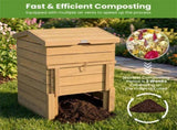 33 Tall Solid Wood Composter with Easy Top & Bottom Access, Decorative Compost Bin for Garden Waste 00889107
