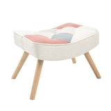 ZNTS Rocking Chair with ottoman, Mid Century Fabric Rocker Chair with Wood Legs and Patchwork Linen for W561P175989