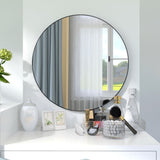 24" Large Round Black Circular Mirror W99973170