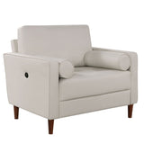 ZNTS Mid-Century Modern Off-White 1pc Chair Only Leatherette Upholstered Box Seat Cushion Seating Bolster B011P203541