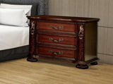 Brown Cherry Traditional 1pc Nightstand Solid wood 3-Drawers Bedside Table Pewter Hanging Pull Grand B011P218330