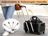 Multi-Way Portable Pet Rolling Carrier Trolley, Aluminum Alloy Frame Collapsible Pet Travel Bag with 92891076