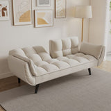 57 inch beige sofa soft two armrests throw pillow pillow comfortable fit apartment bedroom small W1658135109