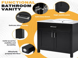 30-Inch Bathroom Vanity with Ceramic Sink and Ample Storage - The Perfect Choice for Small Bathrooms WF530809AAB