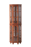 Corner Curio Cabinet with 4 Adjustable Tempered Glass Shelves and Lighting System, Solid Wood W1693P216949
