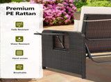 Patio Rattan Daybed Set, 2-in-1 Wicker Loveseat Sofa with Multipurpose Ottoman & Retractable Side 71173941