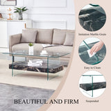 43.3-Inch Heavy-Duty Coffee Table with Tempered Glass Top Base 250LB Capacity,Double-Layer Storage,4 W1512P316956