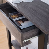 Home, Elegant Console Table, Display Table with Drawer and Bottom Shelf in Distressed Grey and Black B107130830