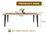 63-inch Modern Dining Table, Wooden Tabletop & Rust-Resistant Iron Legs, Rectangular Kitchen Table W2699P365917