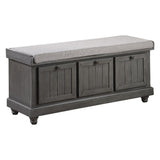 ZNTS 1pc Durable Storage Bench Dark Gray Finish Foam Cushioned Seat Upholstery Flip-Top Seat Solid Wood B011P170010