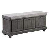 1pc Durable Storage Bench Dark Gray Finish Foam Cushioned Seat Upholstery Flip-Top Seat Solid Wood B011P170010
