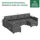 Modular Sectional Sofa with Storage Seat Upgrade Convertible Sofa Couch for Living Room/Deep 27'' B2716P236658