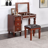 Traditional Formal Cherry Color Vanity Set w Stool Storage Drawers 1pc Bedroom Furniture Set Tufted B011111846
