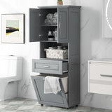 Tall Bathroom Cabinet with Laundry Basket, Large Space Tilt-Out Laundry Hamper and Upper WF323481AAE