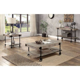 Industrial Style 1pc Sofa Table Natural Tone Slat Design Console Table Open Bottom Shelf Living Room B011P214571