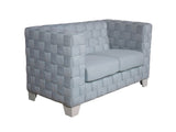 Saree Light Teal Chenille & White Finish Loveseat B2726P454998