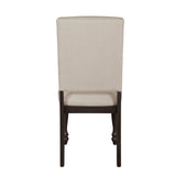 ZNTS Fabric Upholstery Side Chairs 2pc Set Grayish Brown Finish Wood Frame Nailhead Trim Turned Legs B01149969