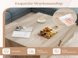 31.5" Multi-Storage Coffee Table - 3-Door CabinetBack Open Compartment, Natural Wood Texture 11870095