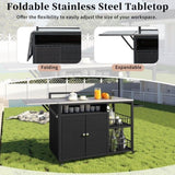 63.5" Outdoor Kitchen Island, Kitchen Storage Island, Cooking Station, Outdoor Grill Cart with N719P243726D
