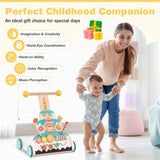 Wooden Baby Walker with 3-Position Adjustable Heights and Smooth Wheels 90890793