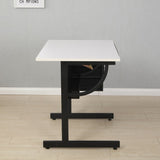 White adjustable drafting drawing table with stool and 3 drawers 26112704