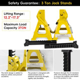 ZNTS Lifting Range 4.33"-14.17",2.25Ton Hydraulic Floor Jack,3 Ton Jack Stands,Tire Repair kit,Yellow,Low W2788P236547