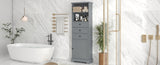 ZNTS Gray Tall Storage Cabinet with 3 Drawers and Adjustable Shelves for Bathroom, Study, Office and WF323347AAE