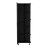 Urano Mirror Linen Cabinet, Four Interior Shelves, Five External Shelves -Black B20091992
