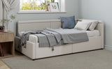 Modern Style Twin Size L Shape Corner Bed, Linen Upholstered Daybed with Two Storage Drawers,Beige N701P263819B