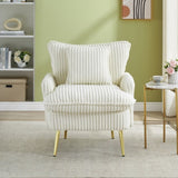 30.31 inch single chair Fashion sofa, beige sofa, coarse corduroy fabric, soft and comfortable, W1278P360531