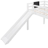 ZNTS Twin size Loft Bed Wood Bed with Slide, Stair and Chalkboard,White WF286310AAK