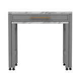 ZNTS Light Gray Counter Height Table w NESTED TABLE Dining Room Furniture Faux Marble Top Table B011P232972