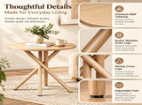 Modern Round Side Table with Crossed Metal Legs, 23.6" Small Accent End Table with Adjustable Feet, 48245922