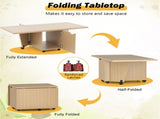 48" Foldable Coffee Table Extendable Center Table With Storage Cabinets & Wheels - Oak 78605973