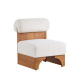 Modern Boucle Lounge Chair with Solid Wood Frame and Rolled Backrest, Soft and Durable Boucle N767P256409B