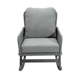 ZNTS Contemporary Minimalist Gray Wicker Rocking Chair with Soft Polyester Cushions and Durable Wooden N767P229004G