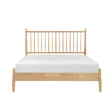 ZNTS Mid-Century Modern Design Full Platform Bed 1pc Natural Finish Wooden Bedroom Furniture Vertical B011P211340