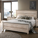 Imerland Contemporary White Wash Finish 5-Piece Bedroom Set-King Bed, Dresser, Mirror, 2 Nightstands T2574P200207