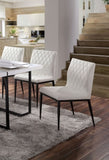 Ivory Leatherette 2pcs Side Chairs Dining Room Furniture Black Metal frame Padded Seat Dining Chair B011P214980