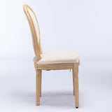 A&A Furniture,French Style Solid Wood Frame Antique Painting Linen Fabric Back Dining Chair,Set of W1143141070