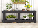 U_Style 62.9" Vintage Entryway Table - Fir Solid Wood with Natural Grain, 6 Reinforced Legs & 4.5" N711P289135B
