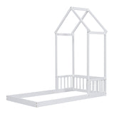 ZNTS Twin House-shaped Roof Headboard Floor Bed,,,White W504P145328