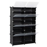 ZNTS 7-Tier Portable 28 Pair Shoe Rack Organizer 14 Grids Tower Shelf Storage Cabinet Stand Expandable 95502788