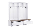 Farmhouse 4-in-1 Hall Tree with Wood Grain Bench, Mudroom Versatile Coat Rack with 2 Large Drawer, 95351999