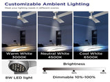 52 Inch Ceiling Fans with Lights Led Remote Control Low Profile Flush Mount for Living Room Bedroom 34699614