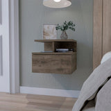 Dark Walnut 2-Tier Shelf Floating Nightstand B062P175810